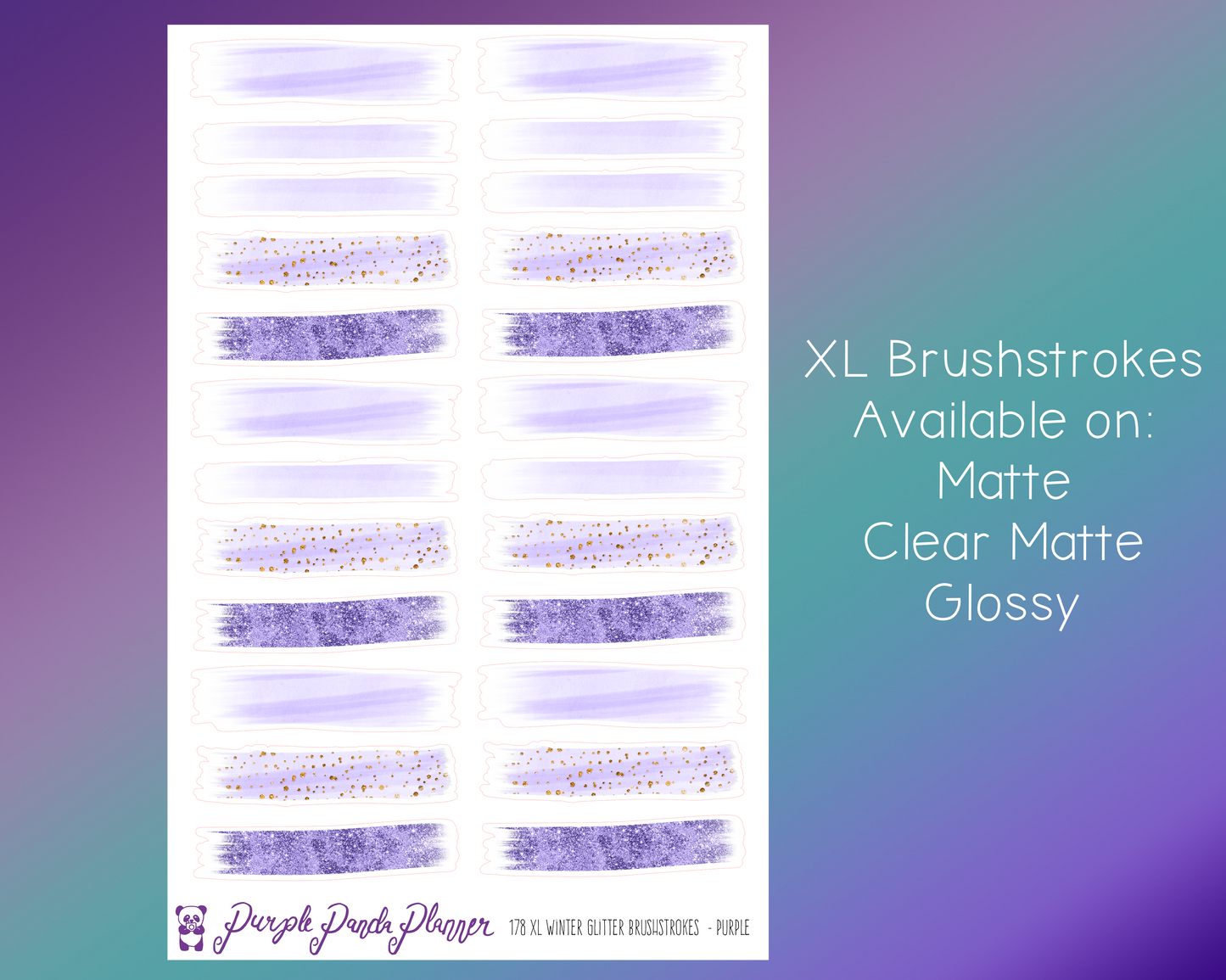 Winter Glitter Brush Strokes - Purple |178| Extra Large