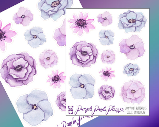 Flowers - Violet Butterflies Collection- Deco Stickers |200|