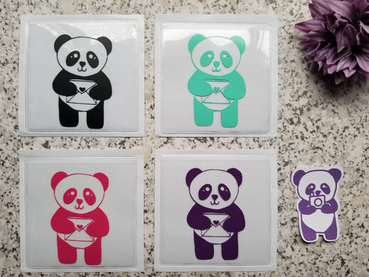 Panda with Happy Mail Envelope Design Adhesive Pocket
