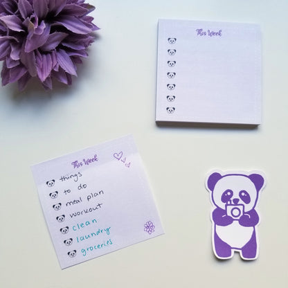 Sticky Notes - Pastel Purple This Week Panda Head Checklist