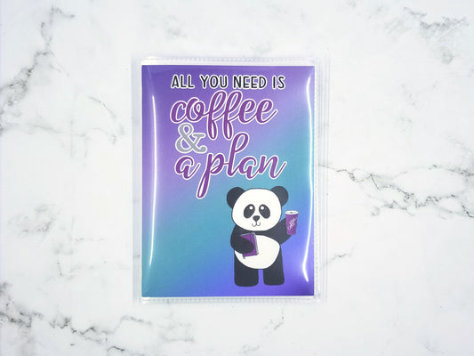 4x6 Sticker Album - All You Need is Coffee and a Plan, Hand Drawn Panda Cover