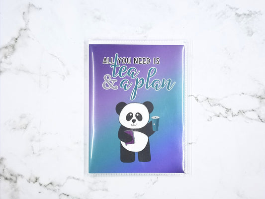 4x6 Sticker Album - All You Need is Tea and a Plan, Hand Drawn Panda Cover