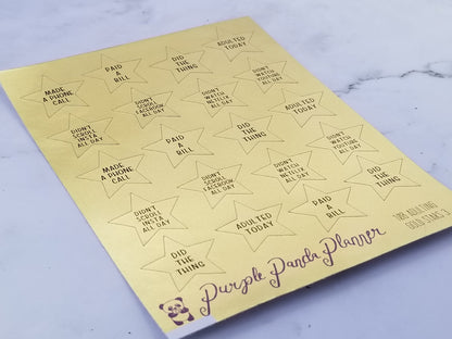 Adulting Gold Foil Star Stickers, for Planner or Bullet Journal / Chore Chart