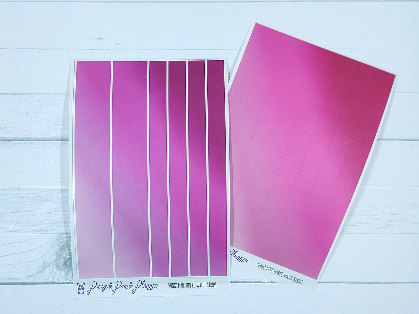 Pink Ombre Washi Sticker Strips on Clear Matte for Planner or Bullet Journal - W002