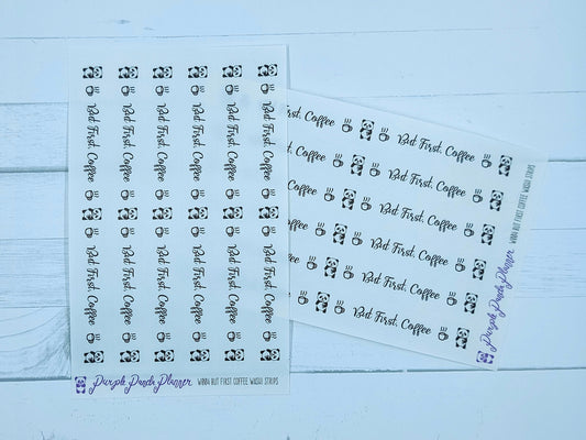 But First Coffee Washi Sticker Strips on Clear Matte for Planner or Bullet Journal - W004