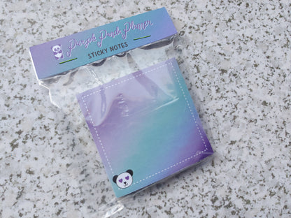Sticky Notes - Purple Teal Ombre Gradient with Panda Heart Eyes