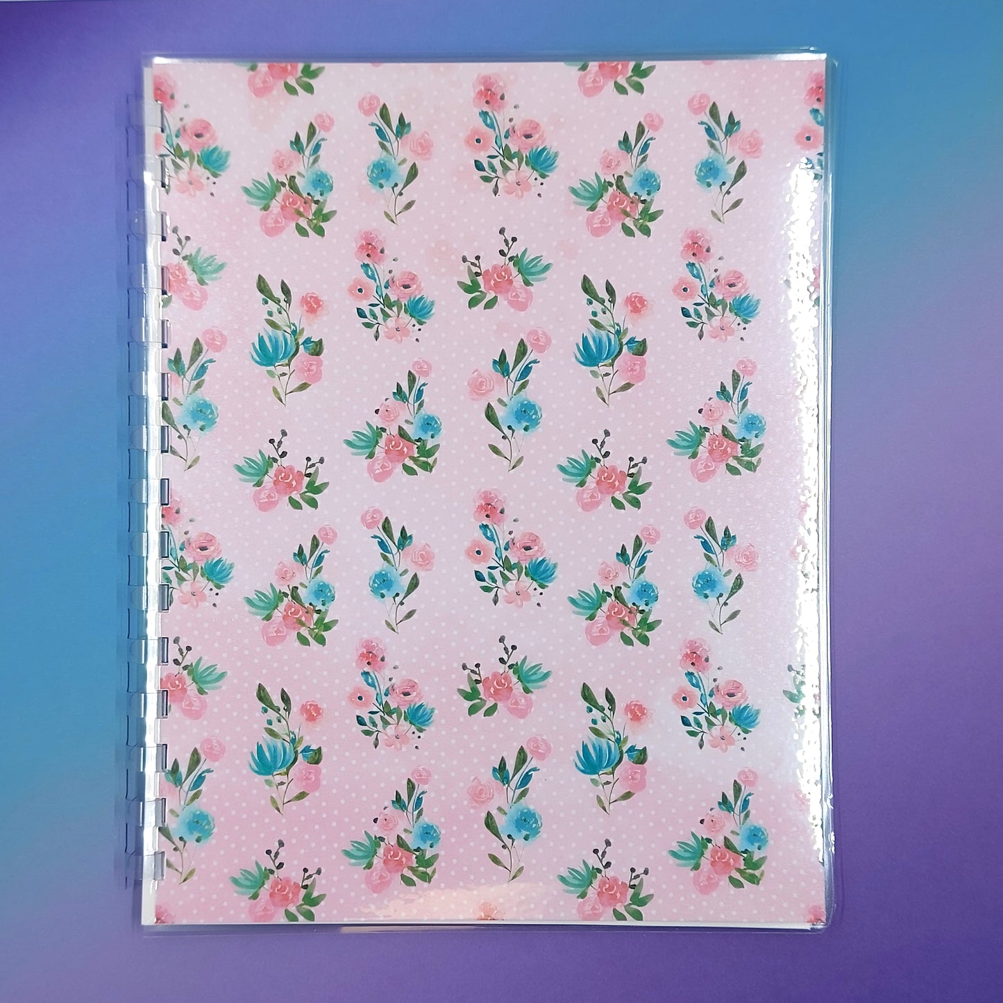 Large 7x9 Reusable Sticker Storage Book - Pink with Floral Clusters