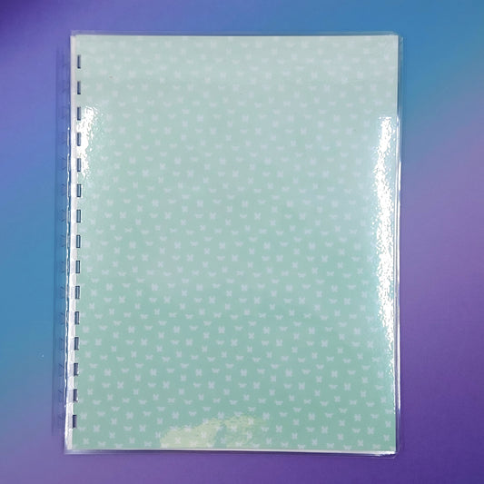 Large 7x9 Reusable Sticker Storage Book - Mint with White Butterflies