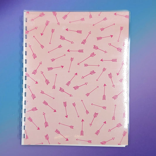 Large 7x9 Reusable Sticker Storage Book - Pink Arrows