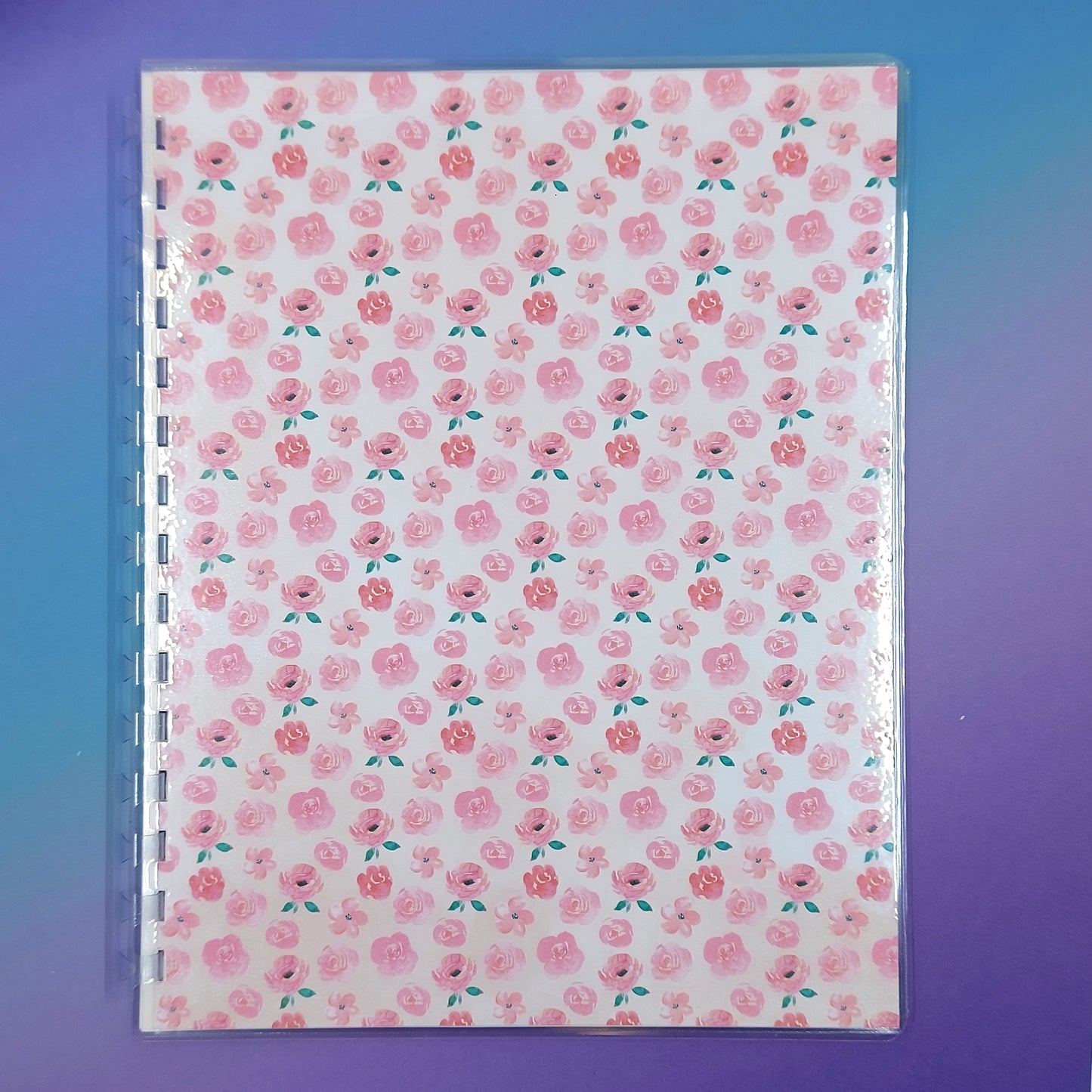 Large 7x9 Reusable Sticker Storage Book - Small Pink Flowers