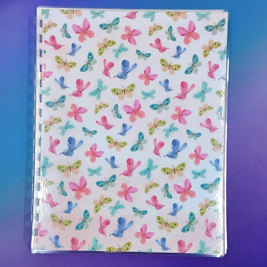 Large 7x9 Reusable Sticker Storage Book - Colourful Butterflies