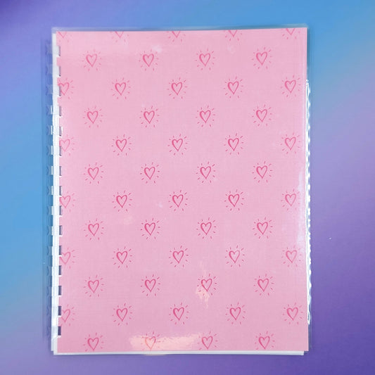 Large 7x9 Reusable Sticker Storage Book - Pink Hearts