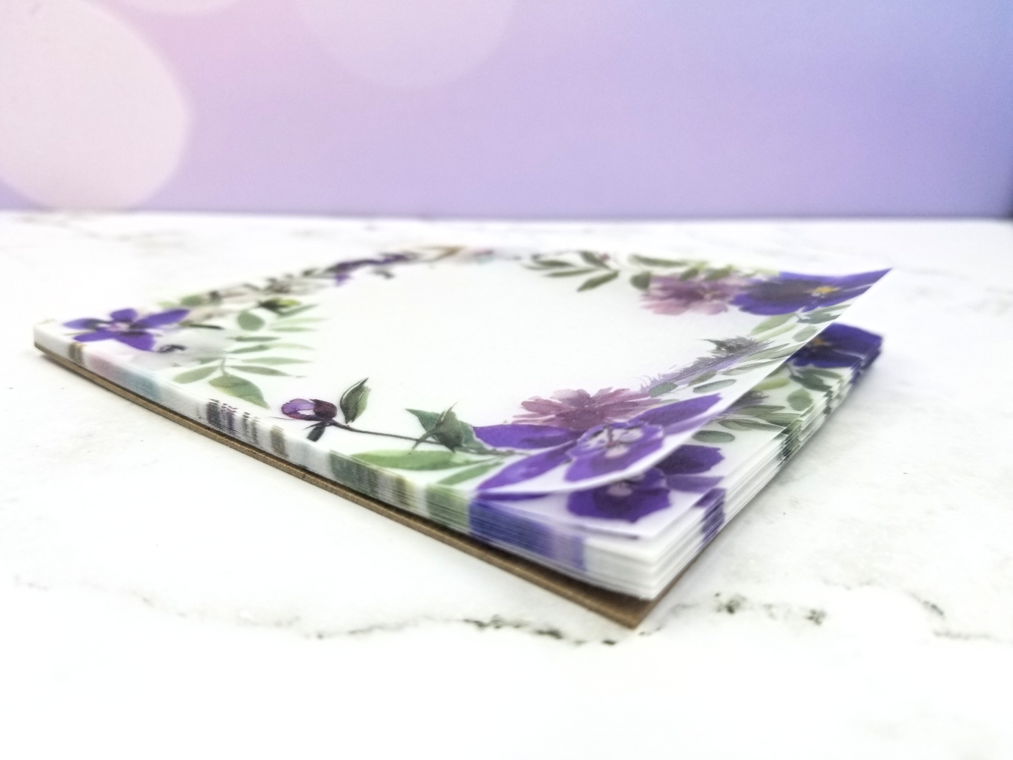 Vellum Notepad - Purple Floral