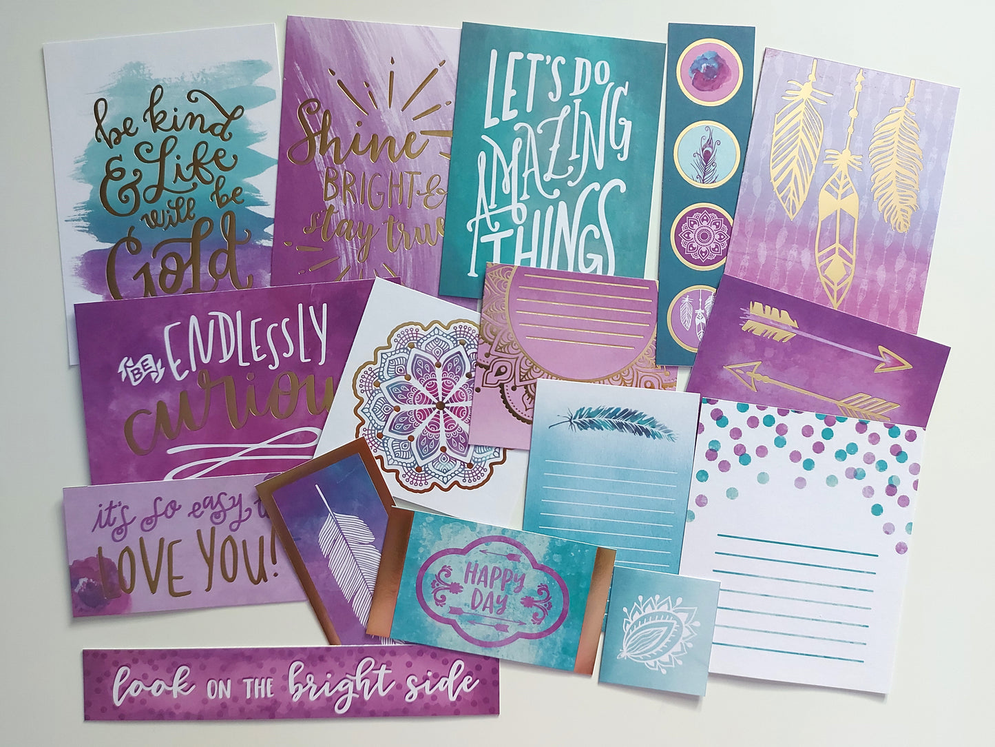 Journal Cards - Purple and Teal - Various Sizes