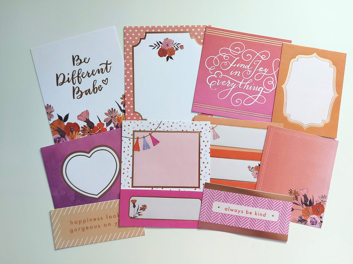 Journal Cards - Coral and Pink - Various Sizes