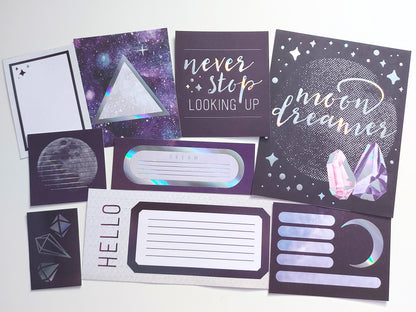 Journal Cards - Crystal Galaxy - Various Sizes
