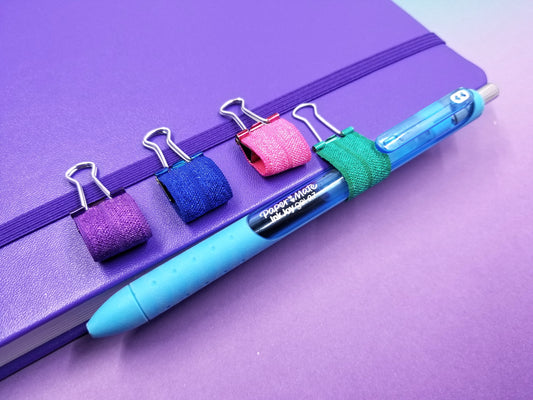 Pen Loop Planner Clip, made with Binder Clip and Elastic
