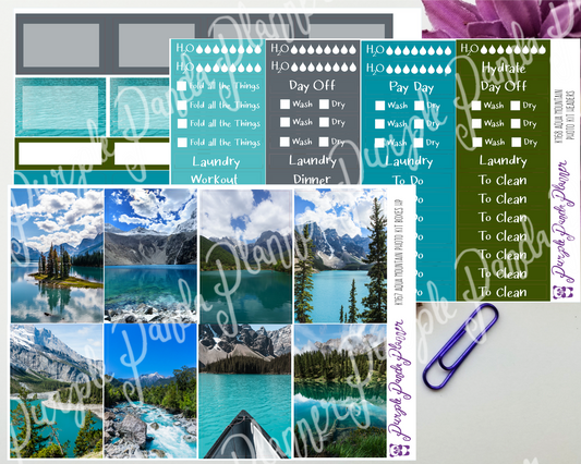 HP Classic - Aqua Mountain Weekly Photo Kit for Planner or Bullet Journal, Functional Stickers (K169)