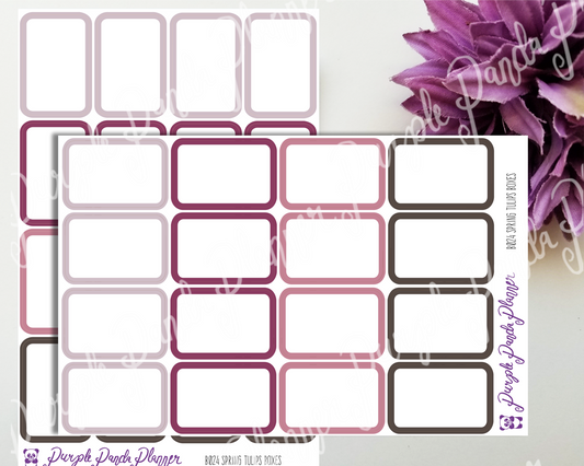 Spring Tulips Boxes B024 , Stickers for Planners or Bullet Journal, Labels