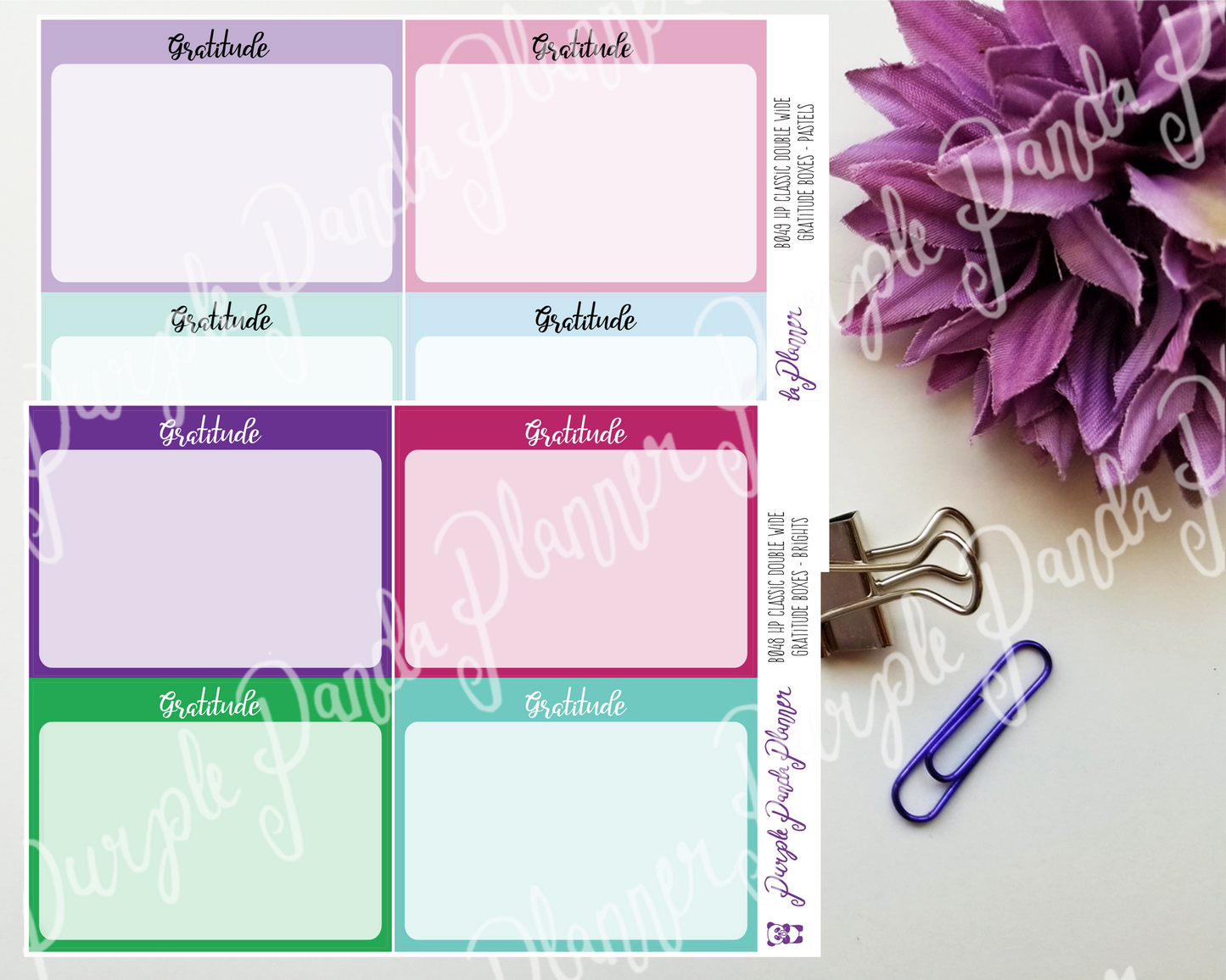 Double Wide Gratitude Boxes for HP Classic - Planner Stickers |B048/49|