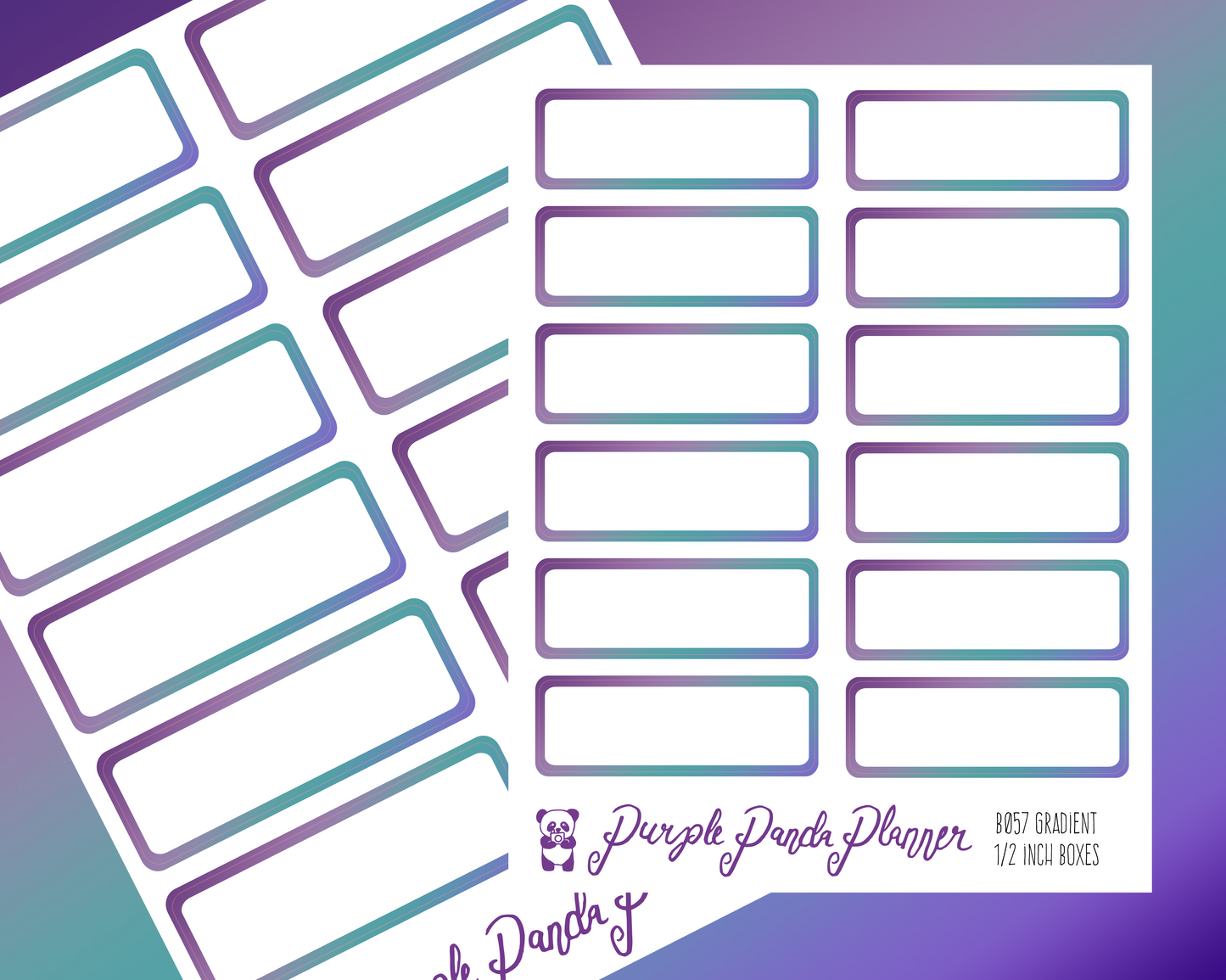 Gradient 1/2 inch Boxes B057 , Stickers for Planners or Bullet Journal, Labels