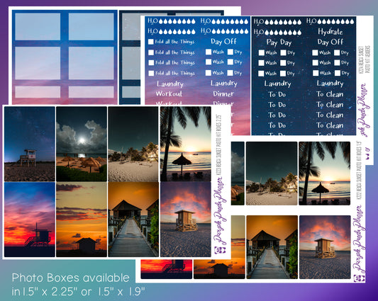 Vertical Weekly Photo Kit | Beach Sunset | Stickers for Planner, or Bullet Journal (K222-225)
