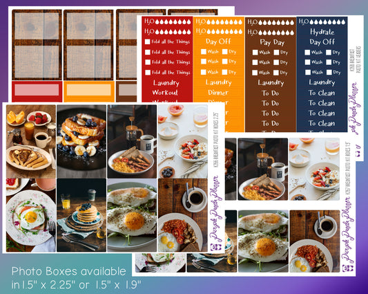 Vertical Weekly Photo Kit | Breakfast | Stickers for Planner, or Bullet Journal (K266-269)