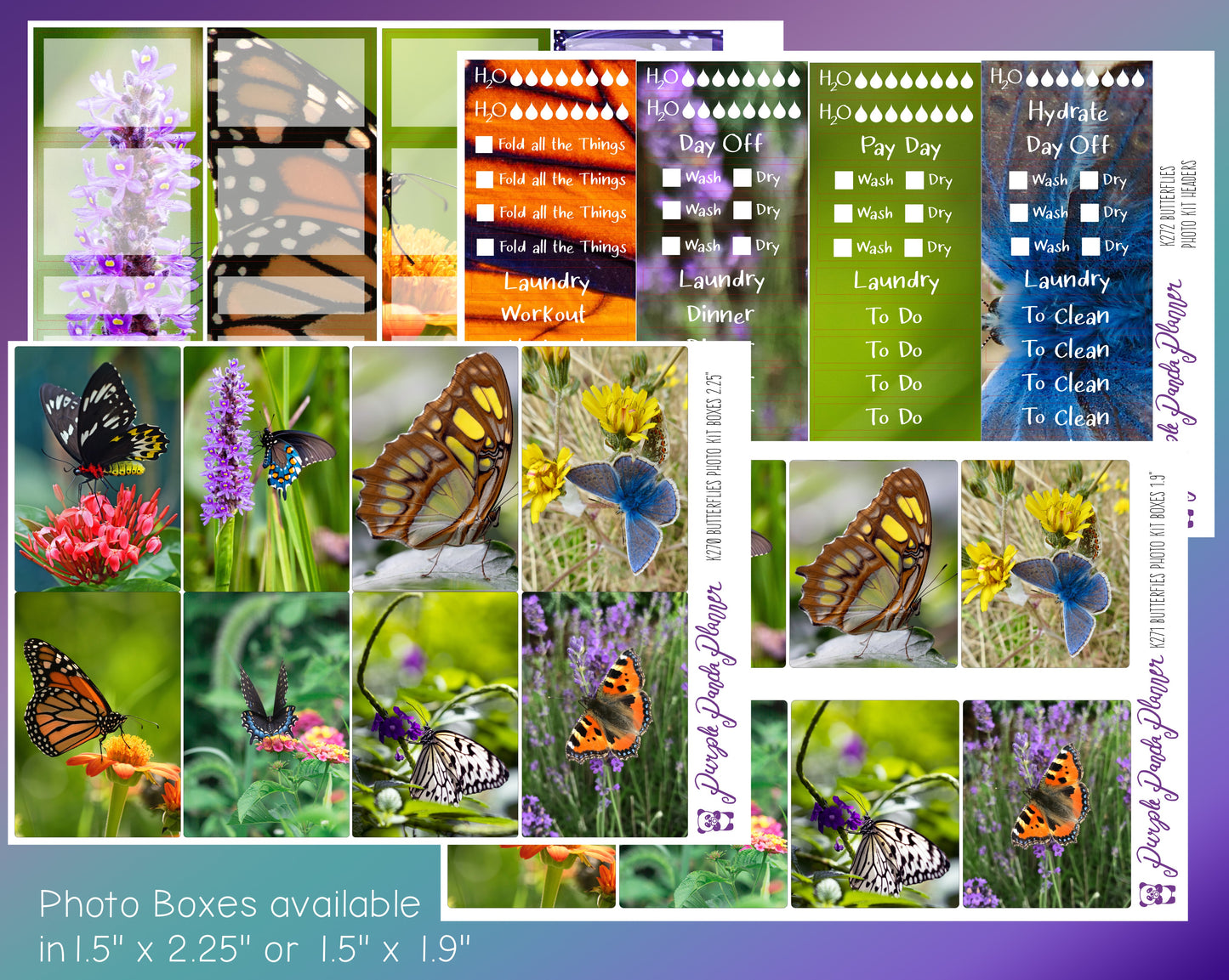 Vertical Weekly Photo Kit | Butterflies | Stickers for Planner, or Bullet Journal (K270-273)