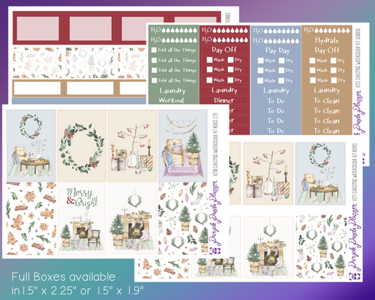 Vertical Weekly Kit | Christmas Watercolour | Stickers for Planner, or Bullet Journal (K12)