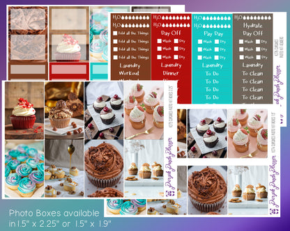 Vertical Weekly Photo Kit | Cupcakes | Stickers for Planner, or Bullet Journal (K274-277)