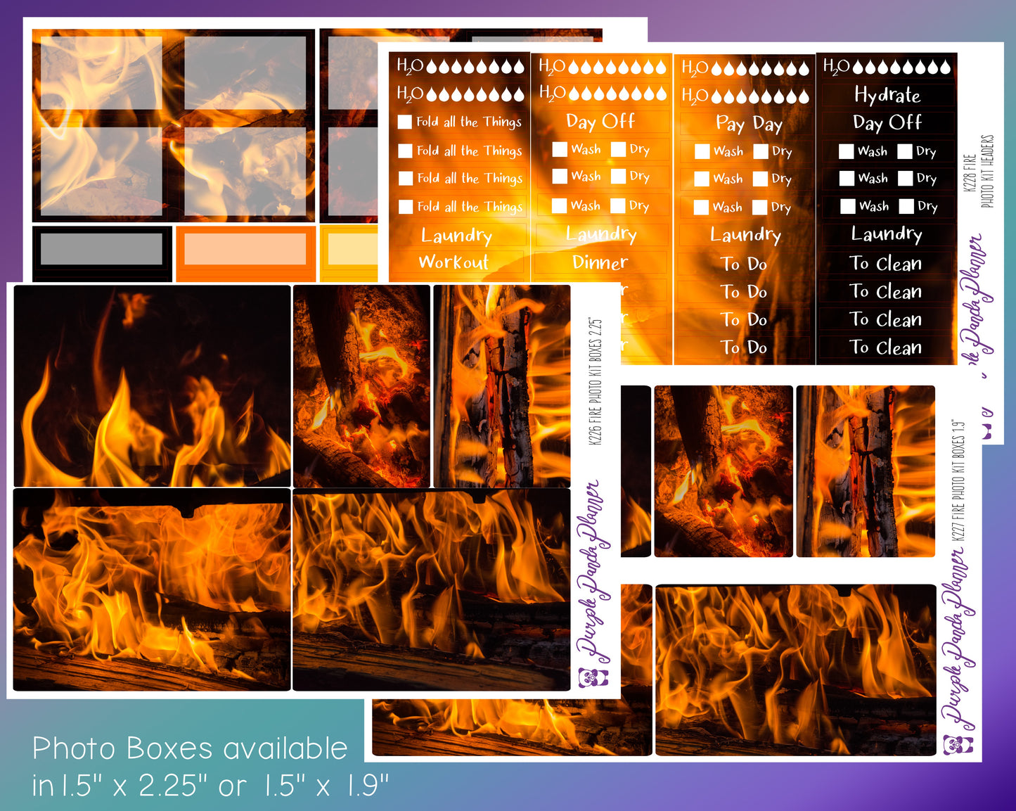 Vertical Weekly Photo Kit | Fire | Stickers for Planner, or Bullet Journal (K226-229)