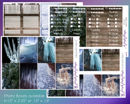 Vertical Weekly Photo Kit | Icicle | Stickers for Planner, or Bullet Journal (K250-253)