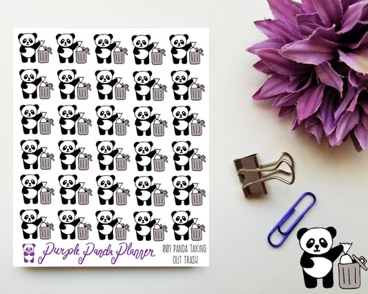 Panda Taking Out Trash 001 Planner or Bullet Journal Sticker for Functional Planning