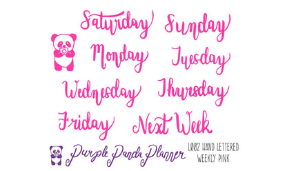 Hand Lettered Days of the Week, Weekly Header Stickers for Planner or BUJO