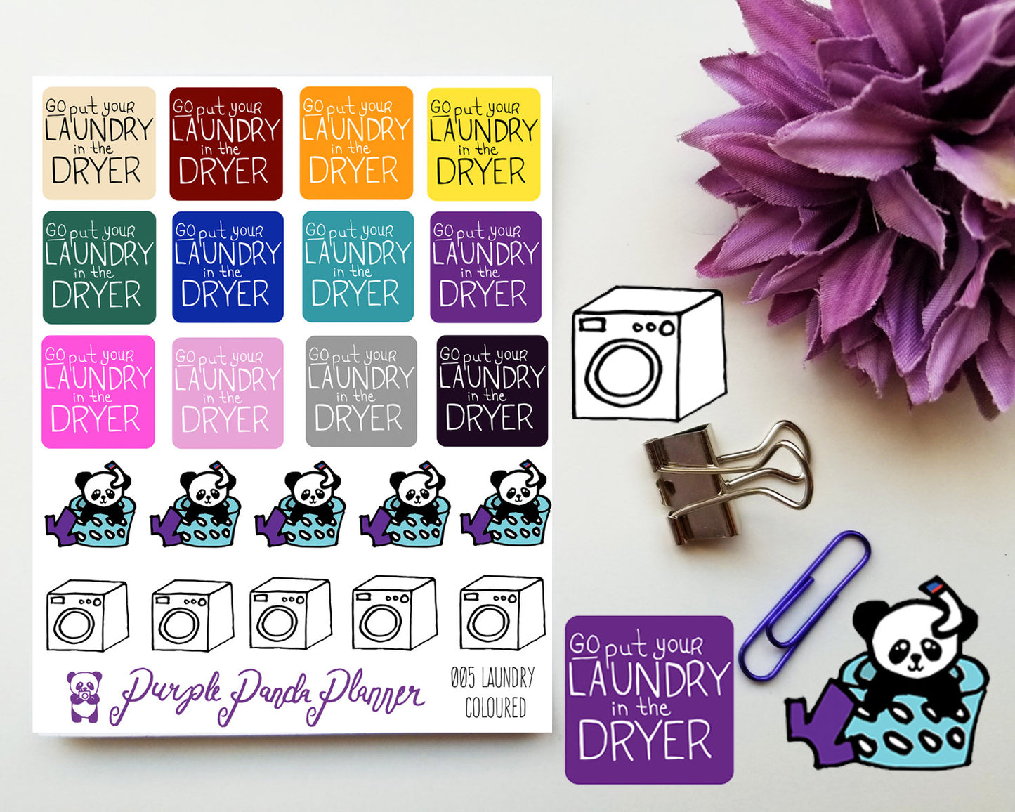 Laundry Coloured 005 Planner or Bullet Journal Sticker for Functional Planning