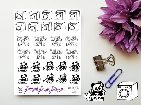Laundry Panda 006 Planner or Bullet Journal Sticker for Functional Planning