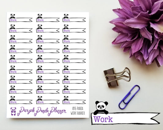 Panda Work Banner 016 Planner or Bullet Journal Sticker for Functional Planning