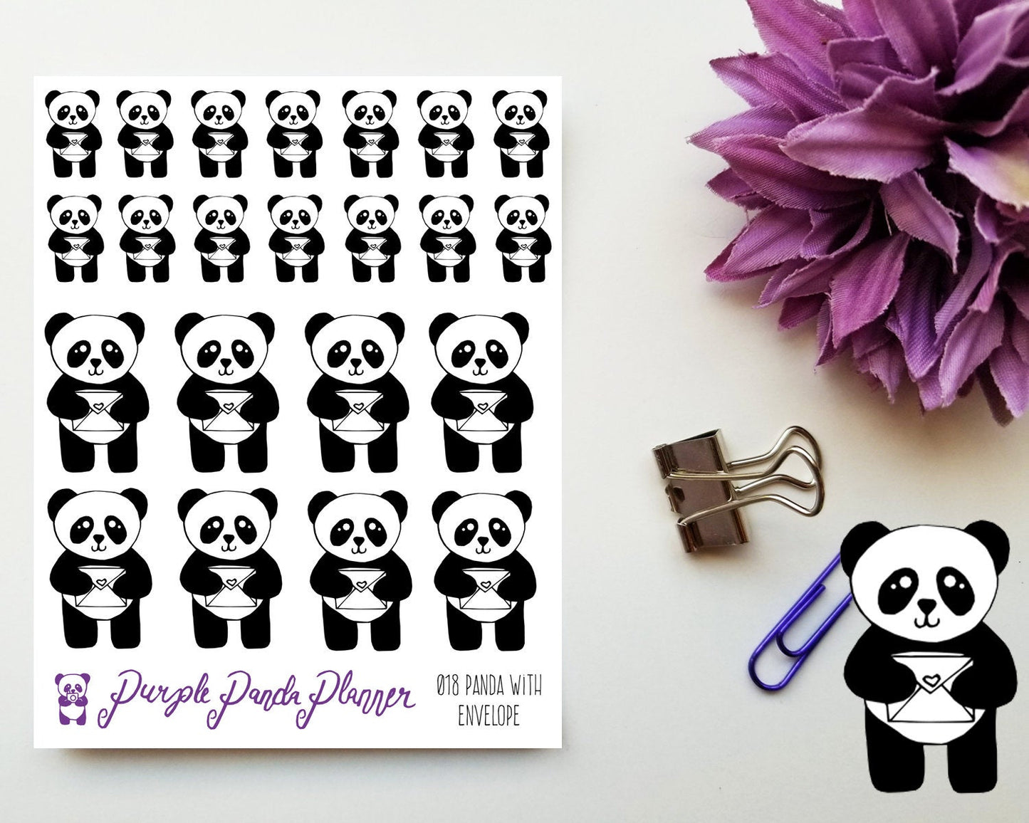 Panda with Envelope, Happy Mail 018 Planner or Bullet Journal Sticker for Functional Planning