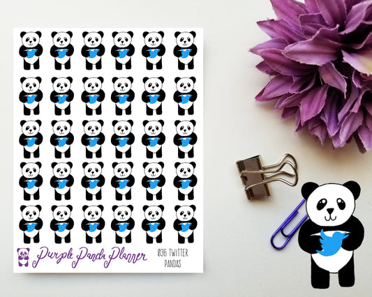 Social Media Pandas - Twitter 036 Planner or Bullet Journal Sticker for Functional Planning