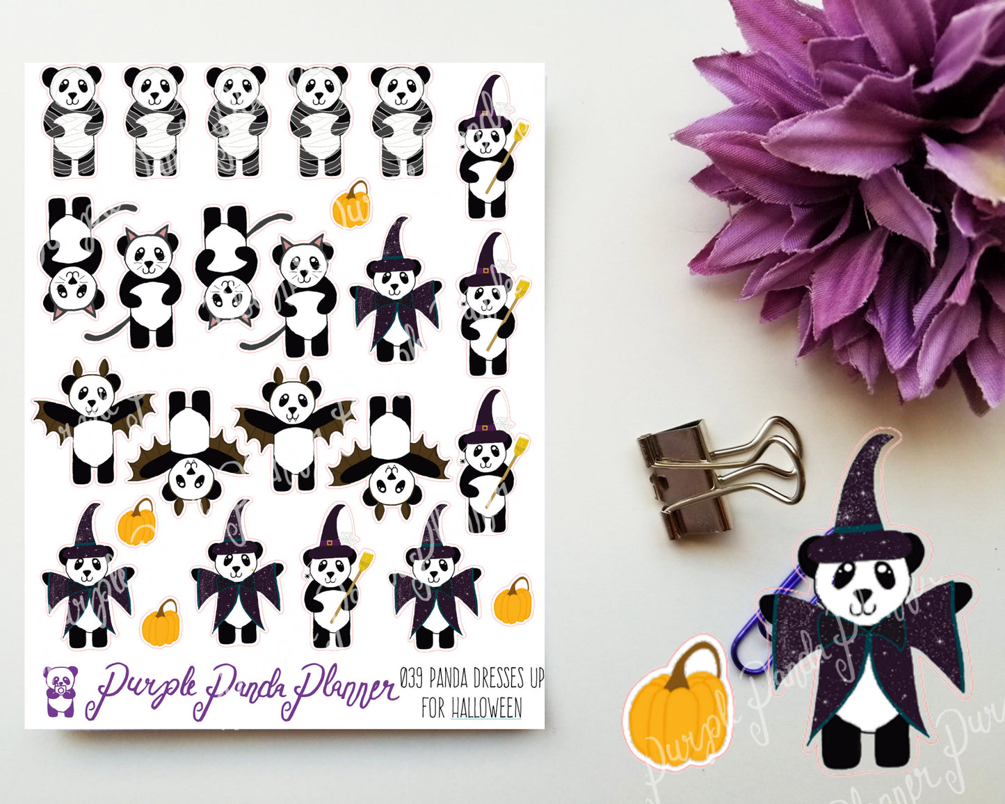 Panda Dresses up for Halloween 039 Planner or Bullet Journal Stickers for Functional Planning