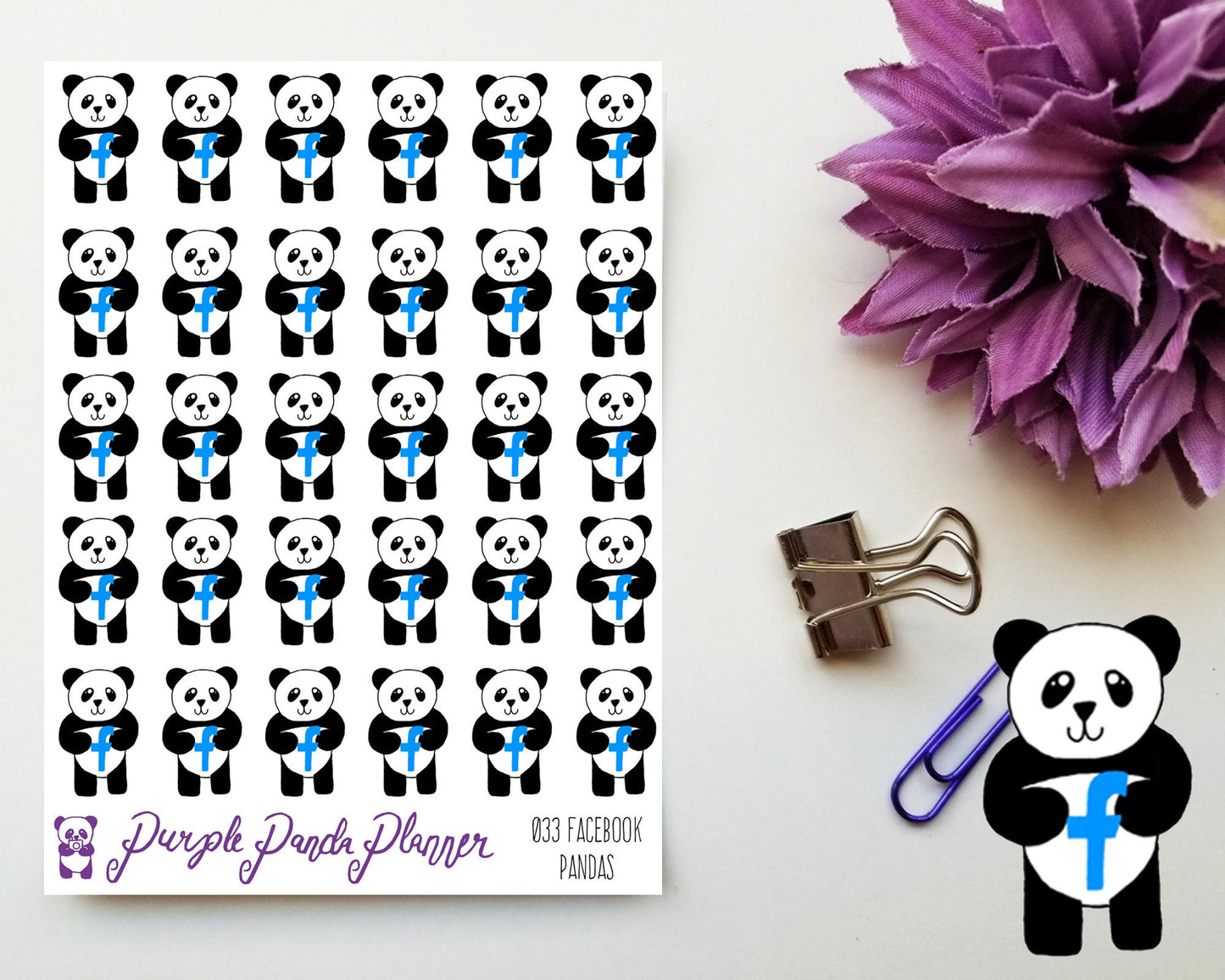 Social Media Pandas - Facebook 033 Planner or Bullet Journal Sticker for Functional Planning