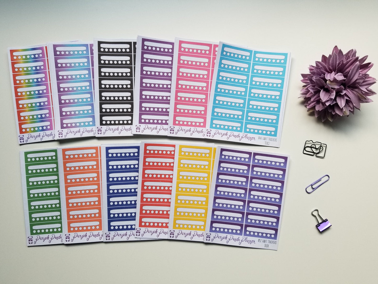 Habit Trackers - 12 Colours Available | Functional Stickers for Planner or Bullet Journal