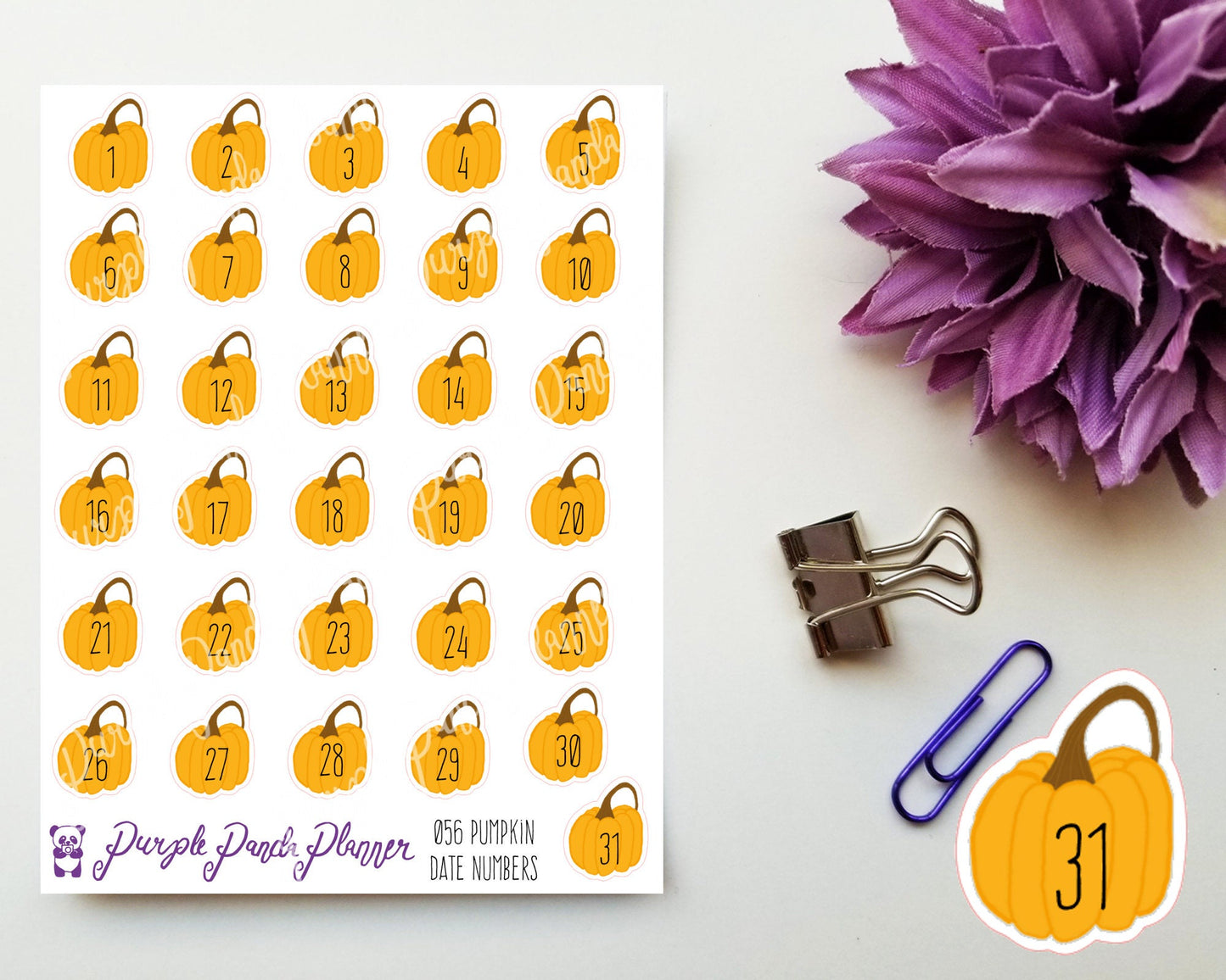 Pumpkin Date Number Stickers for Planner or Bullet Journal Functional Planning, 056