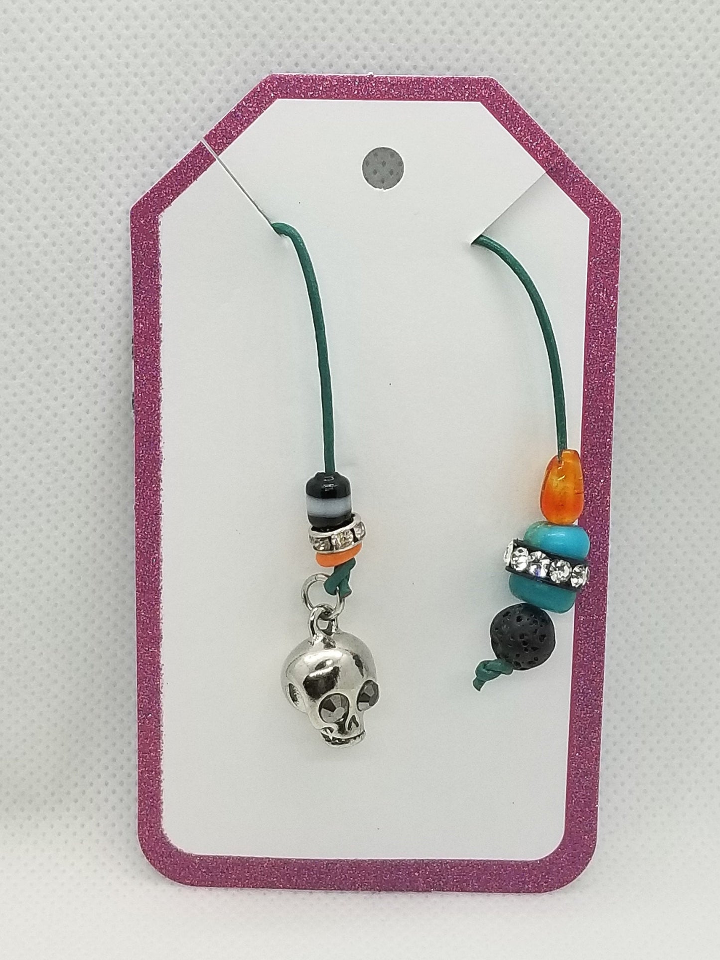 Bookmark for Planner, Bullet Journal, or Traveler Notebook - Skull Charm with Lava Stone and Beads