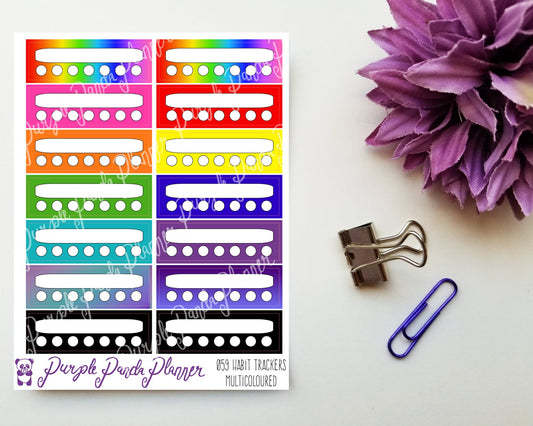 Habit Trackers Multicoloured 059 Planner or Bullet Journal Stickers for Functional Planning
