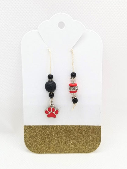 Bookmark with Paw Charm and Lava Stone for Planner, Bullet Journal, or Traveler Notebook