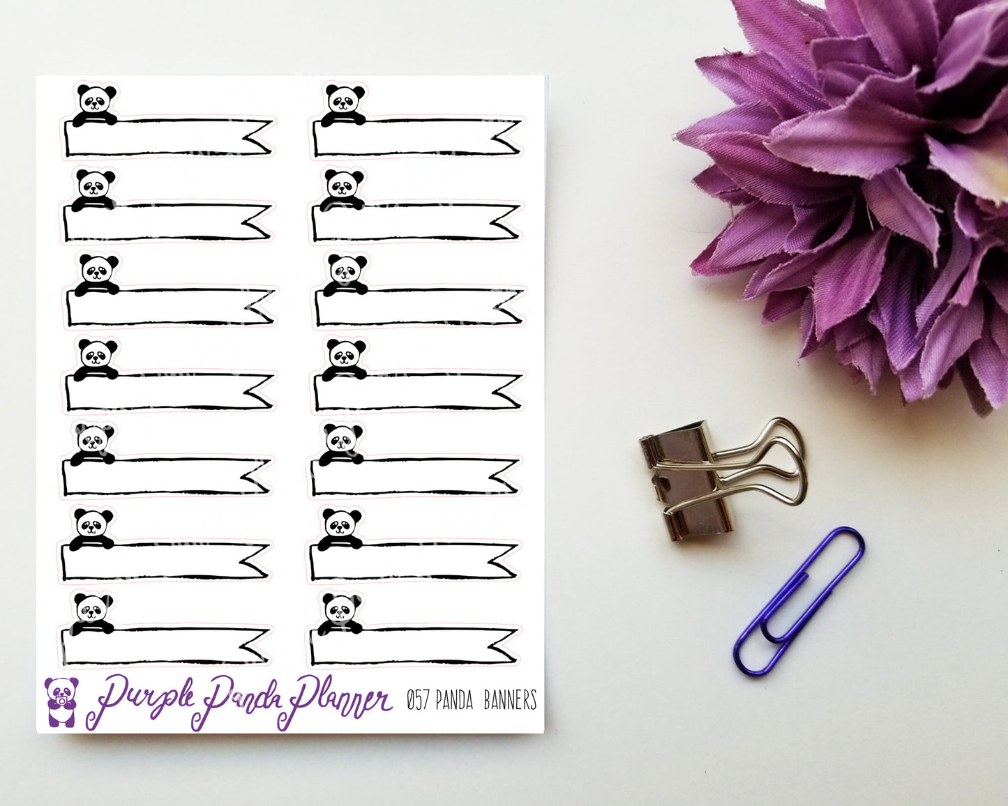 Panda Banner 057 Planner or Bullet Journal Stickers for Functional Planning
