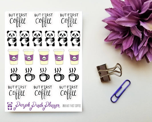 Panda But First Coffee 068 | Stickers for Planner or Bullet Journal