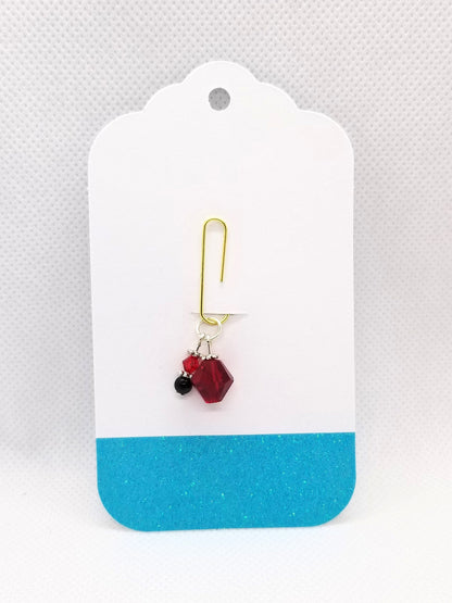 Birthstone Collection : January - Garnet , Beaded Planner Charm Bookmark