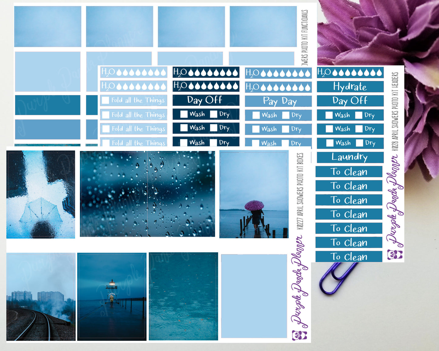 April Showers Weekly Kit for Planner or Bullet Journal, Functional Stickers